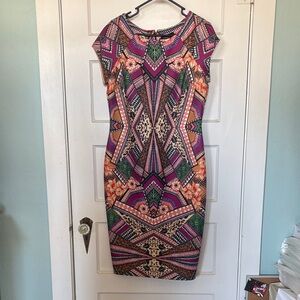 Indication Multicolor Geometric Print Bodycon Dress Size 10